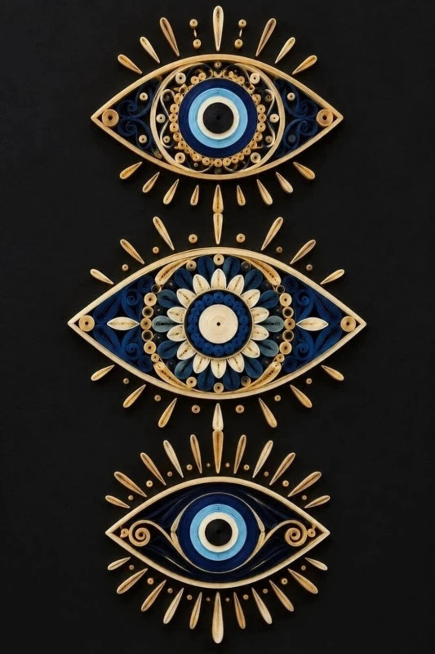 4x6 Framed Evil Eye Triptych Wall Art